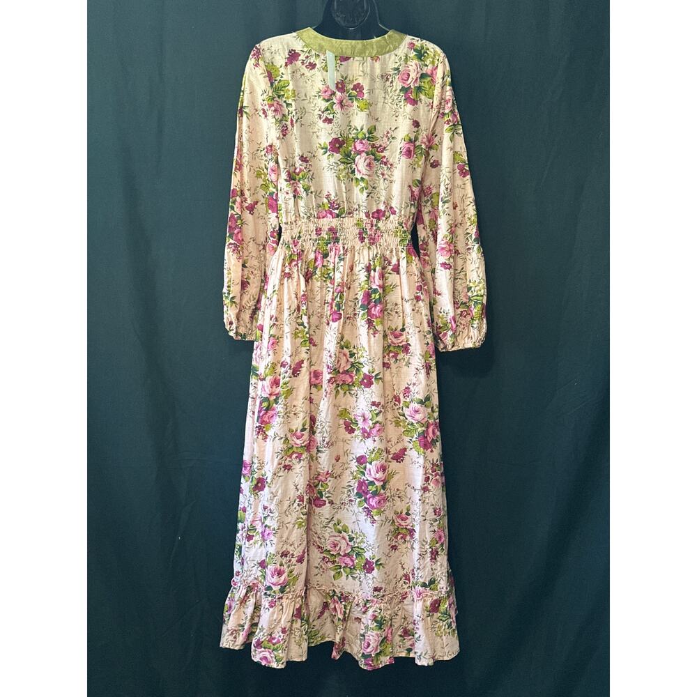 Aratta Silent Journey Artisan Maxi Floral Dress XS Pink Coquette Cottagecore - Picture 8 of 16